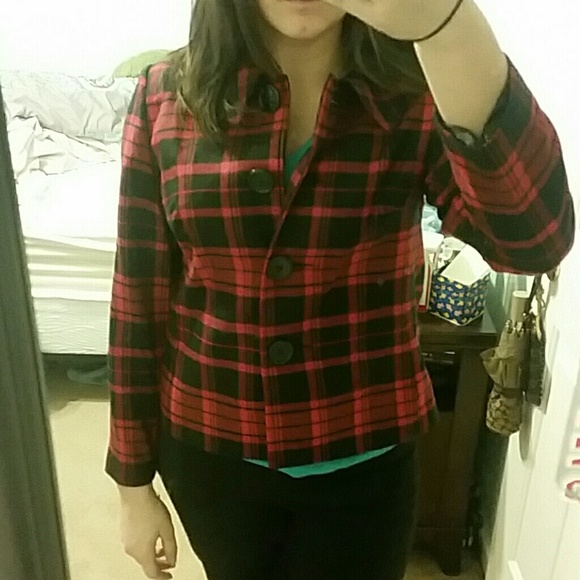 Red and black fitted jacket