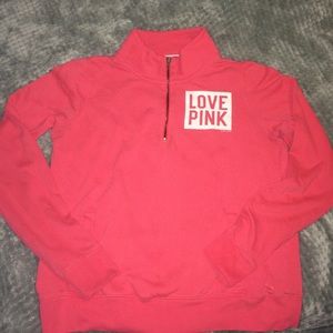 Pink, women's sweater, quarter zip up