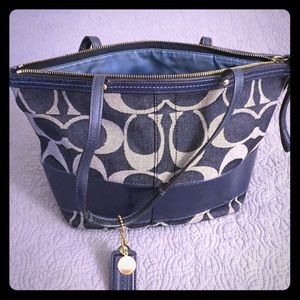 Signature stripe Coach tote