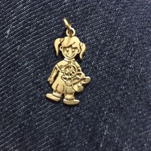 14k yellow gold little girl pendant charm.👧
