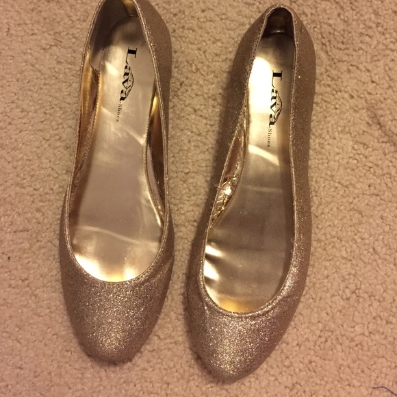 Gold sparkly flats