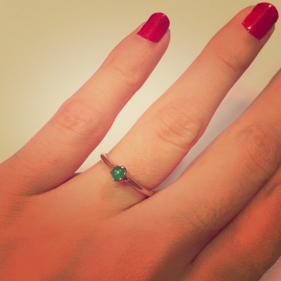 14K Gold Ring with Green Stone