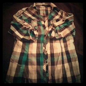 Bling button down top