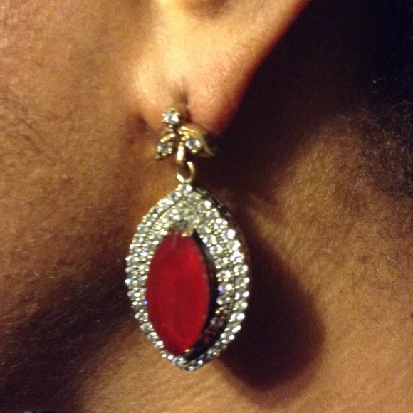 NATURAL RUBY TOPAZ EARRINGS - Picture 2 of 4