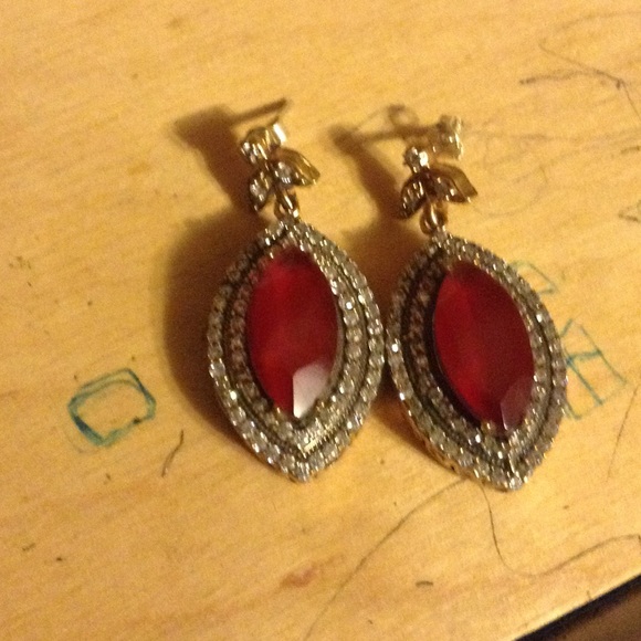 NATURAL RUBY TOPAZ EARRINGS - Picture 4 of 4