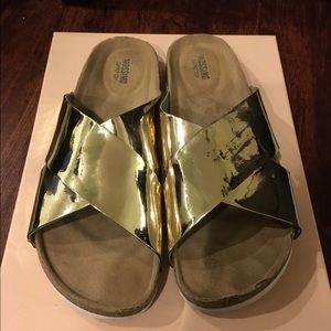 Gold slip on sandals