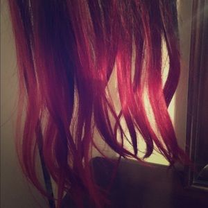 One piece dark to red hair piece/extensions