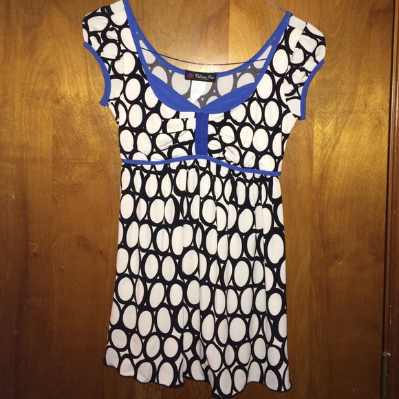 Dressy black white and blue blouse