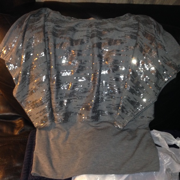 Women's size medium gray and sequins dress shirt