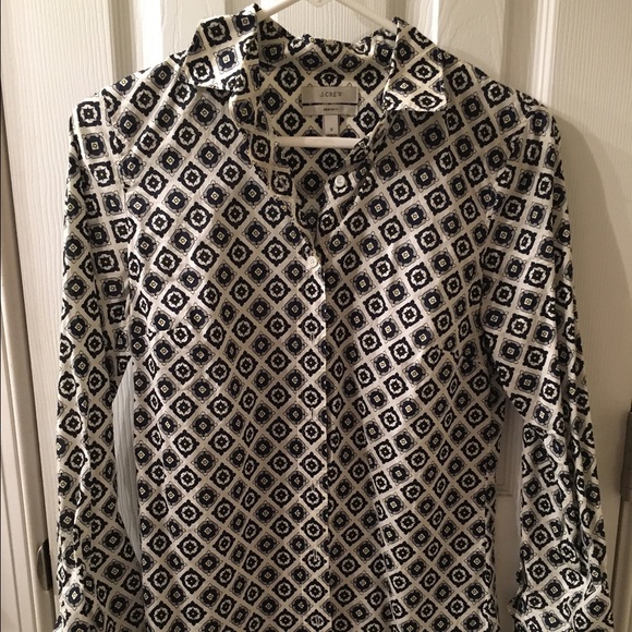 J Crew geometric button-up || 100% cotton || 0/XS