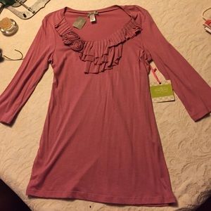 Rose colored cotton stretch DownEast 3/4 length