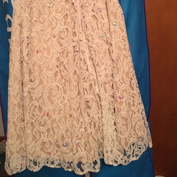 Two piece pink and white formal mermaid dress - Picture 3 of 4