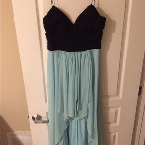 Black and light blue high-low dress