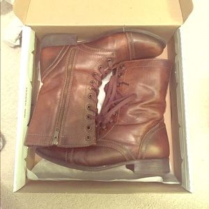 Steve Madden brown leather combat boots