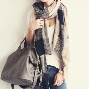 Soft Fluffy Retro Plaid Knitted Scarf