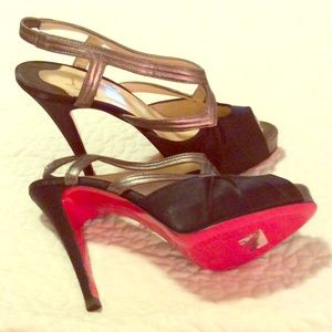 Christian Louboutin Black Silk Stilettos - Size 7