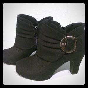 Cute faux suede black ankle booties