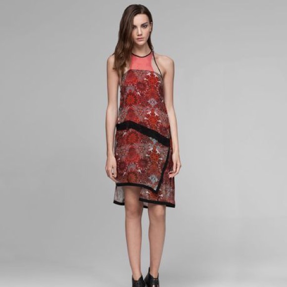 SOLD!! Helmut Lang Red Mandala Viscose Print Dress