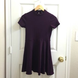 Purple dress with high collar