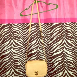 Tan/pinkish cross body purse