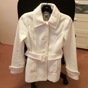 Cream White Peacoat w/ Belt