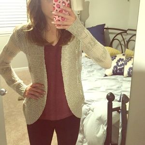 Oatmeal waffle knit cardigan