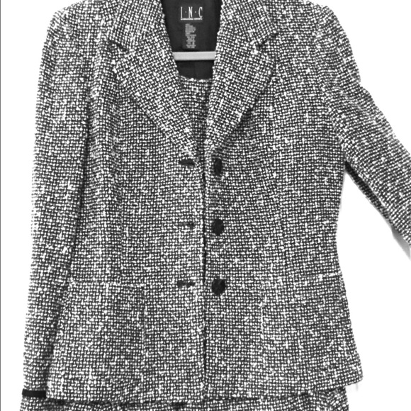INC Black & White Wool Blend Suit