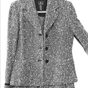 INC Black & White Wool Blend Suit