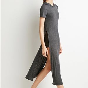 Grey Hooded Longline Tunic