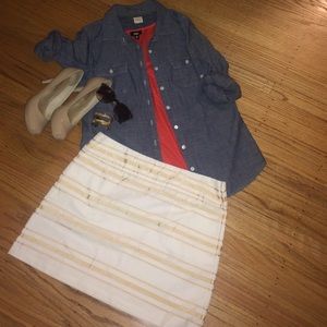 J Crew white & gold mini ☀️🎉📢🙉