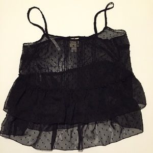 NWOT Sheer black top polka dots Belle Du Jour CUTE