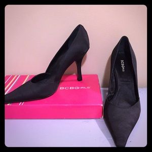 BCBGirls black satin heels