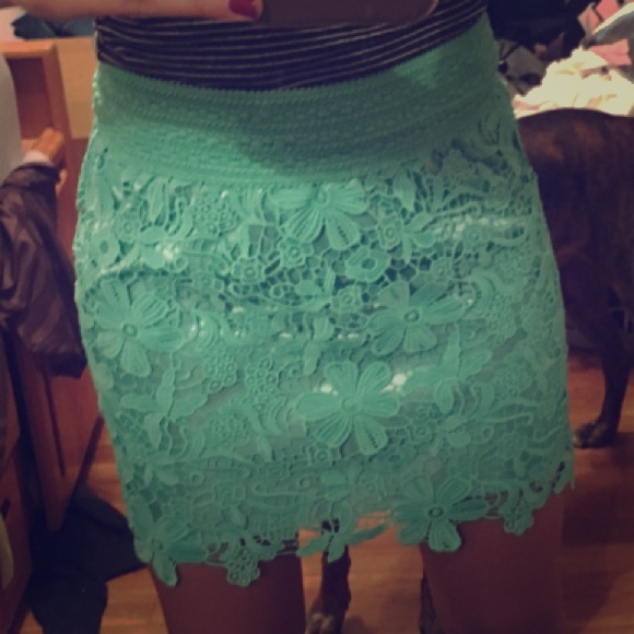 Dresses & Skirts - Seafoam green flower lace skirt