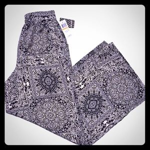 SALE! NEW PALAZZO PANTS Black White Print Small