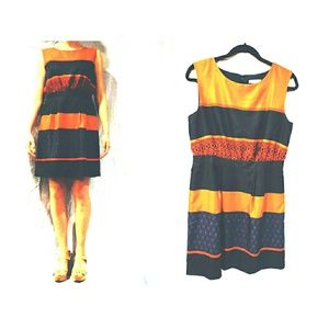 LOFT Orange, Navy and Red dress