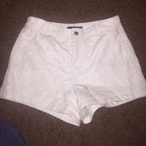 WHITE LEATHER high waist shorts
