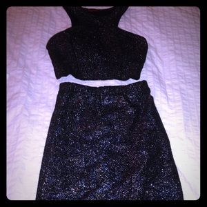 Pencil skirt and top black glitter