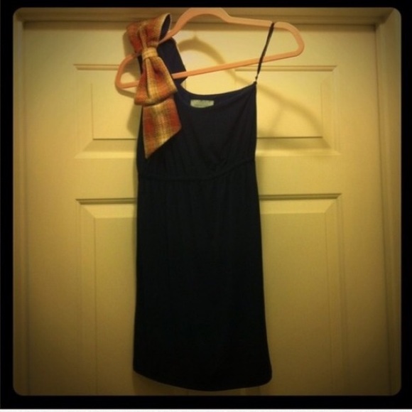 Judith March plaid bow one shoulder dress