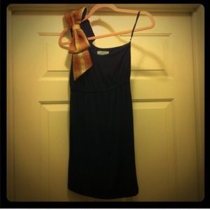 Judith March plaid bow one shoulder dress