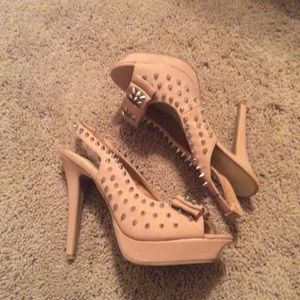 Spiked nude heels
