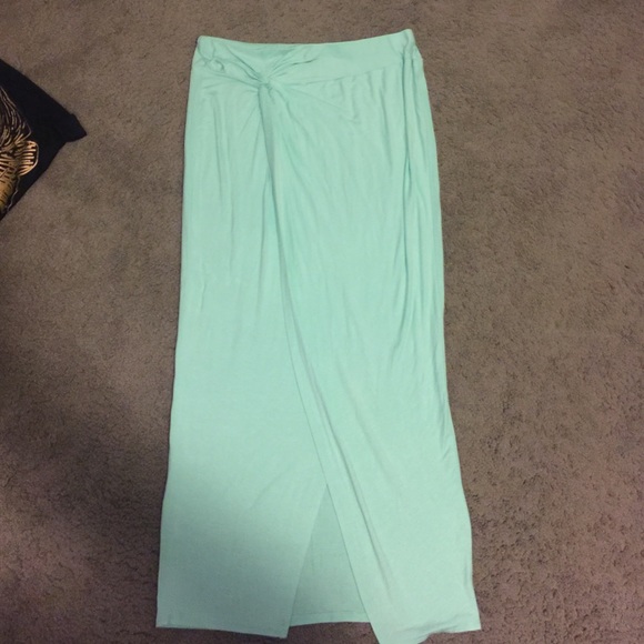 Mint knotted maxi skirt
