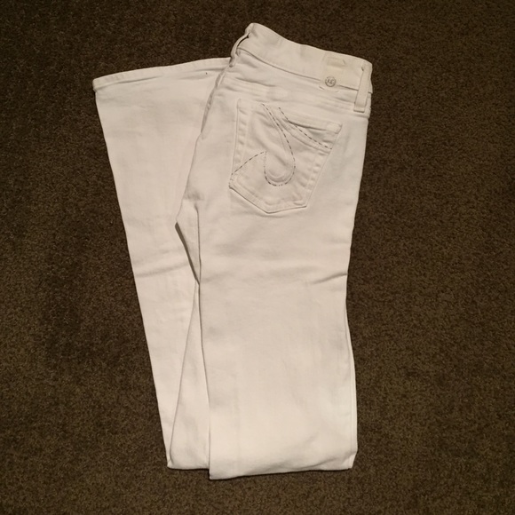 White AG fitted denim.