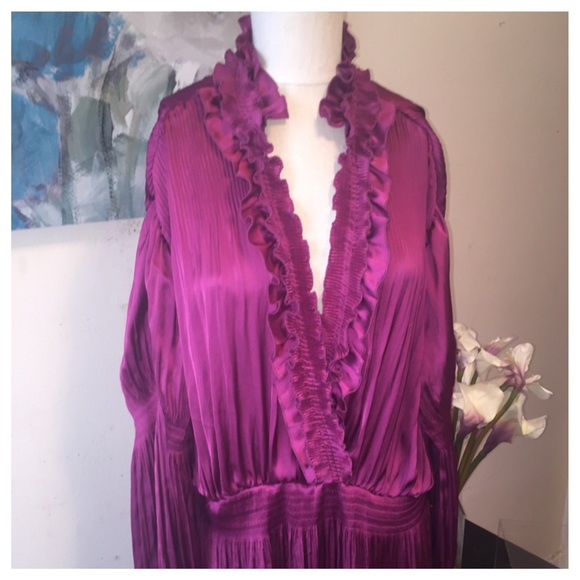 Plus Size Eggplant Colored Pleated/Ruffled Blouse