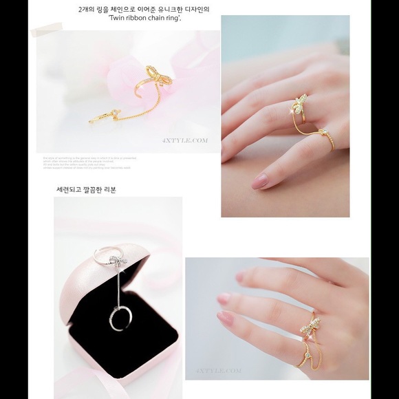 Butterfly Crystal Gold Plated Ring - Picture 1 of 1