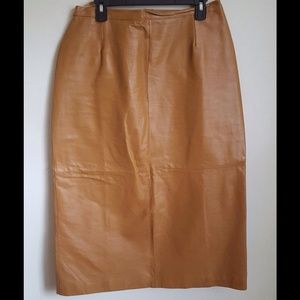 COGNAC LEATHER SKIRT