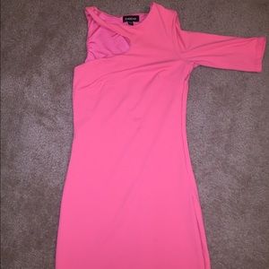 Beautiful pink Bebe one shoulder dress