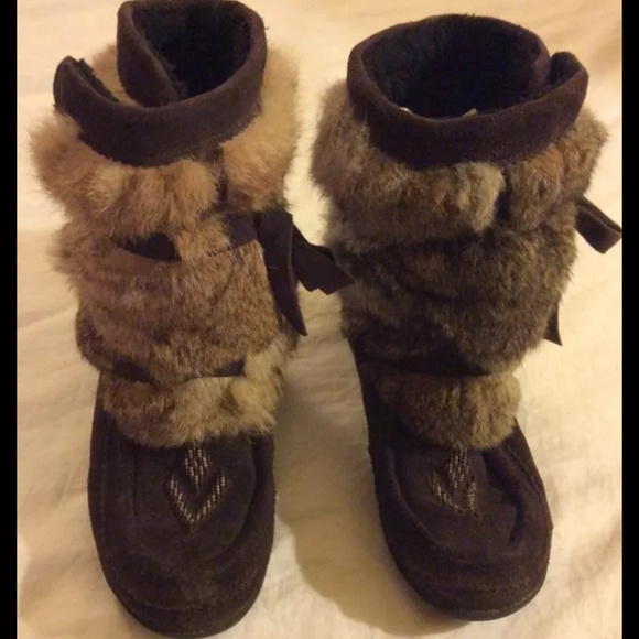 Sold! Muks London Rabbits Fur Mid Calf Suede Boots - Picture 4 of 4