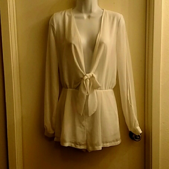 FINAL PRICE DROP WHITE CHIFFON ROMPER