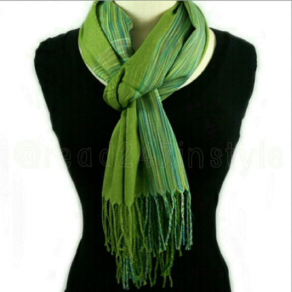 📗GWaC Thai Lightweight Pashmina Shawl - Green - Picture 1 of 2