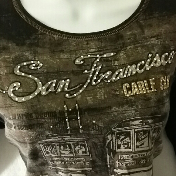 Black, smoke and rhinestones long sleeve blouse - Picture 2 of 3